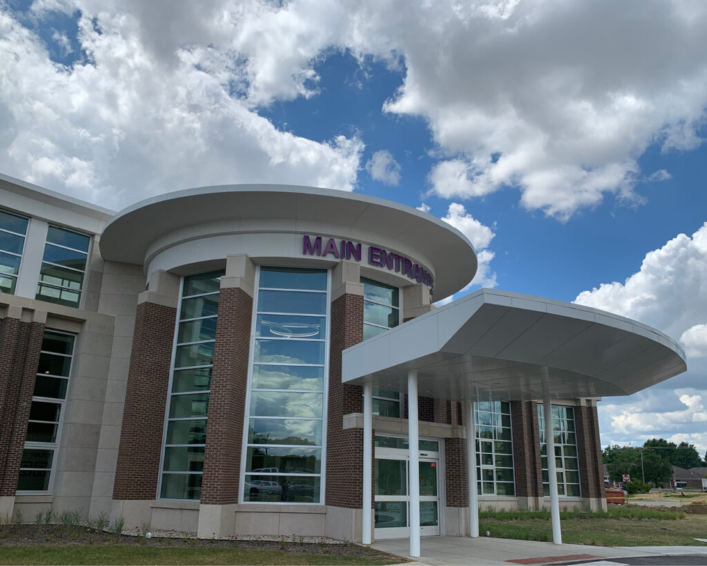 Photo of main entrance for Johnson Memorial Hospital | structural engineering firm Carmel | O'Donnell & Naccarato