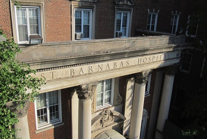 Structural Engineer | Facade Restoration | St. Barnabas Hospital | Bronx, NY | up-close view of entrance | O&rsquo;Donnell & Naccarato