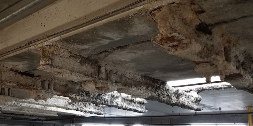 Structural Engineer | Garage Restoration | Sheraton Garage | Philadelphia, PA | Shot of ceiling under repair | O&rsquo;Donnell & Naccarato